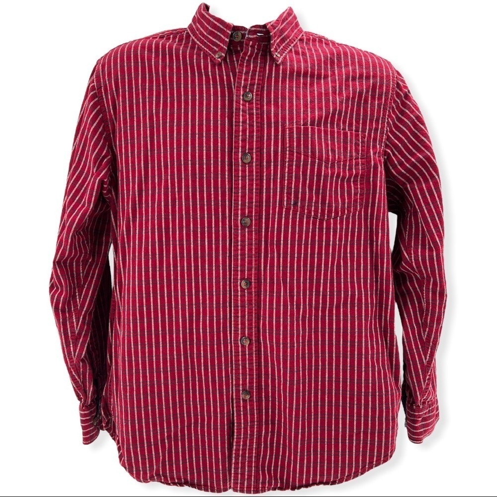 C.E. Schmidt Workwear Red Stripe Long Sleeve Work Shirt Size M